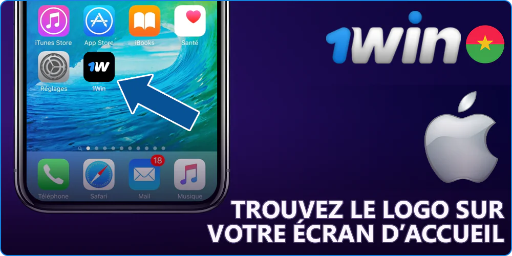 Application 1Win sur l'écran d'accueil de l'iPhone