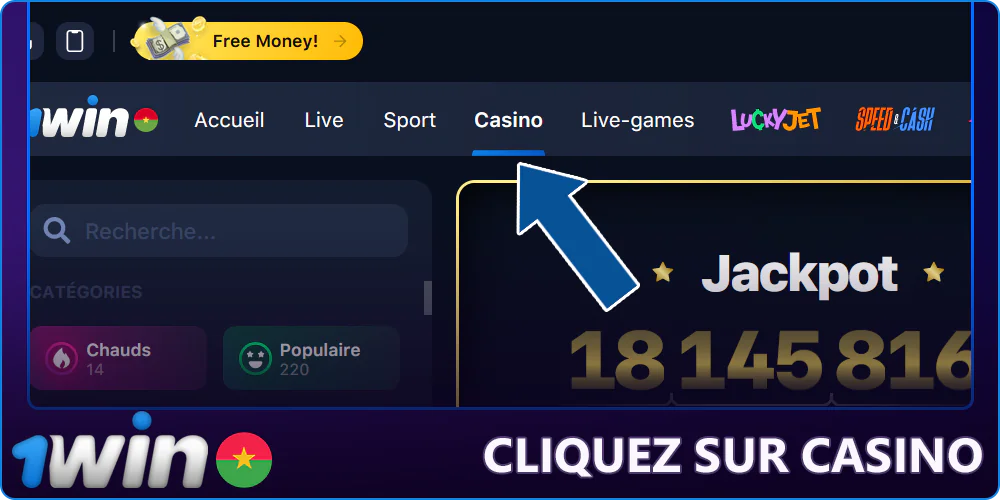 Aller sur la page du casino 1Win