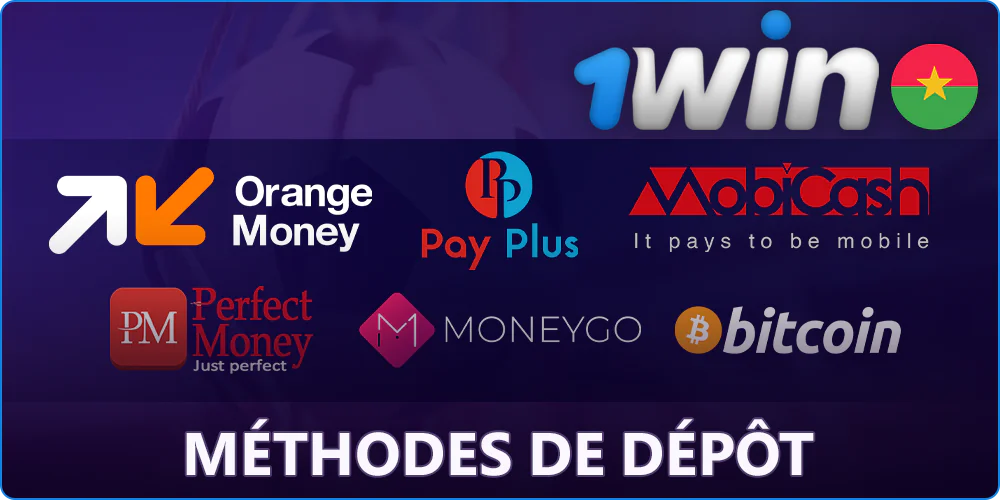 Méthodes de dépôt disponibles sur 1Win au Burkina Faso