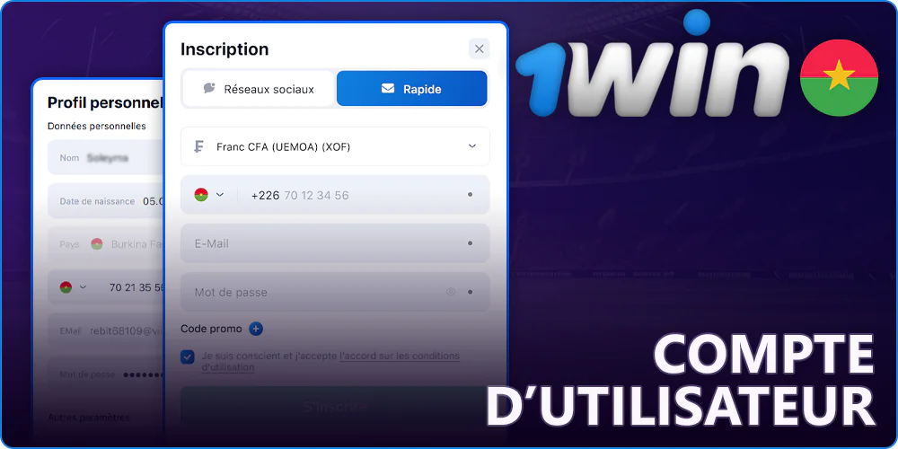 Conditions de création d'un compte 1Win