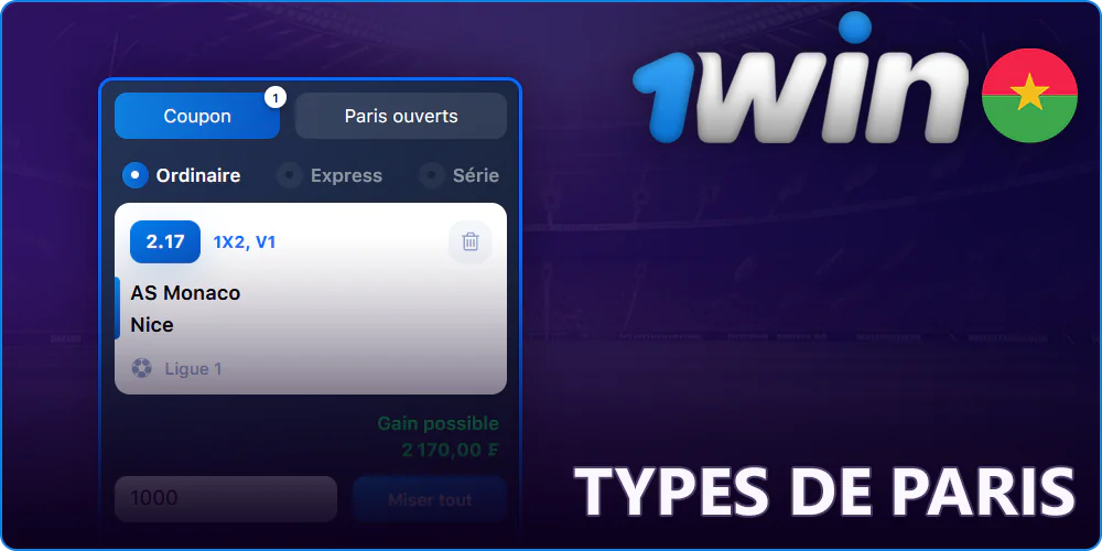 Les différents types de paris sur 1Win
