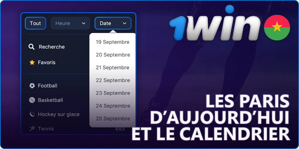 Filtre sur les événements sportifs sur 1Win