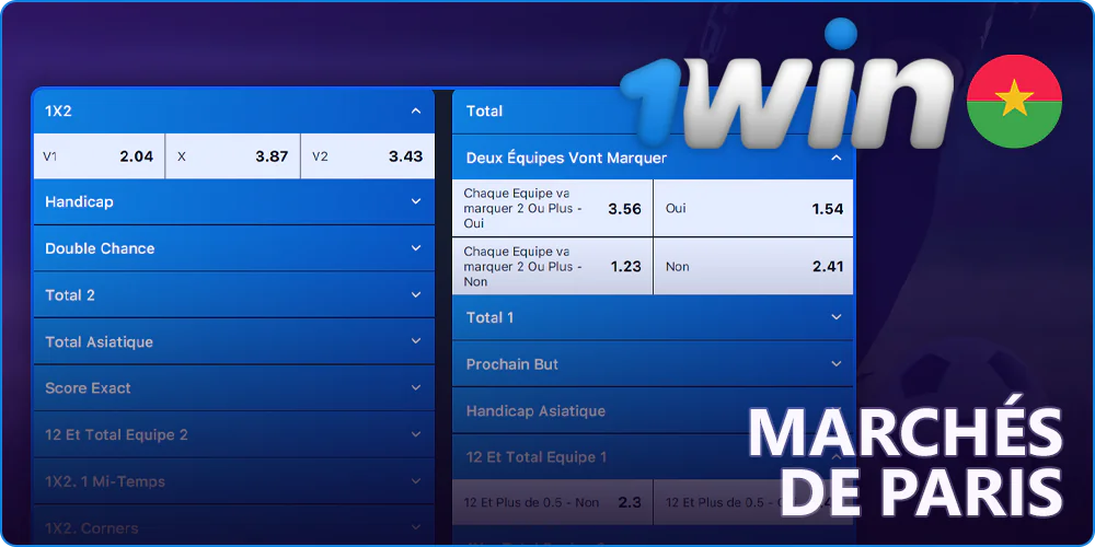 Marchés de paris sur 1Win