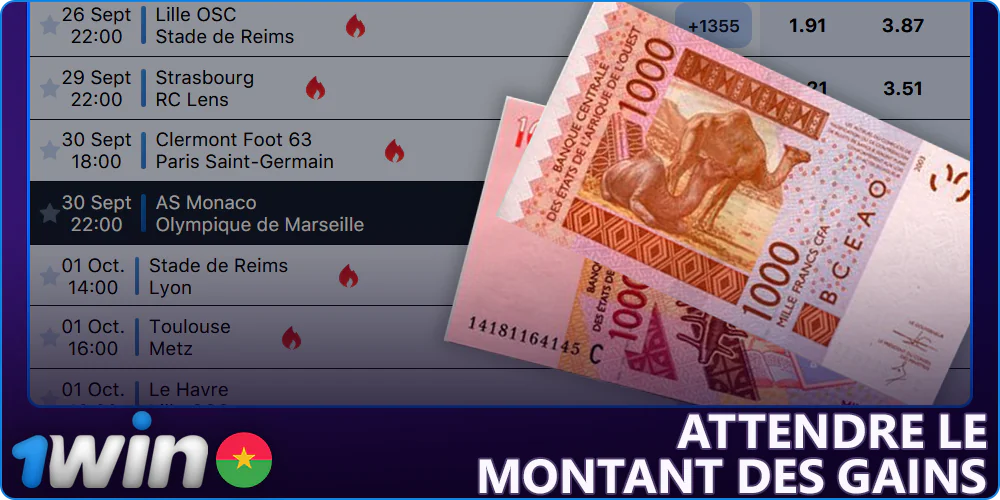 Attendre un pari gagnant sur 1Win